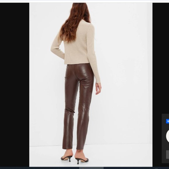 GAP High Rise Faux Vegan Leather Vintage Slim Pants Espresso Brown NEW - Picture 3 of 8